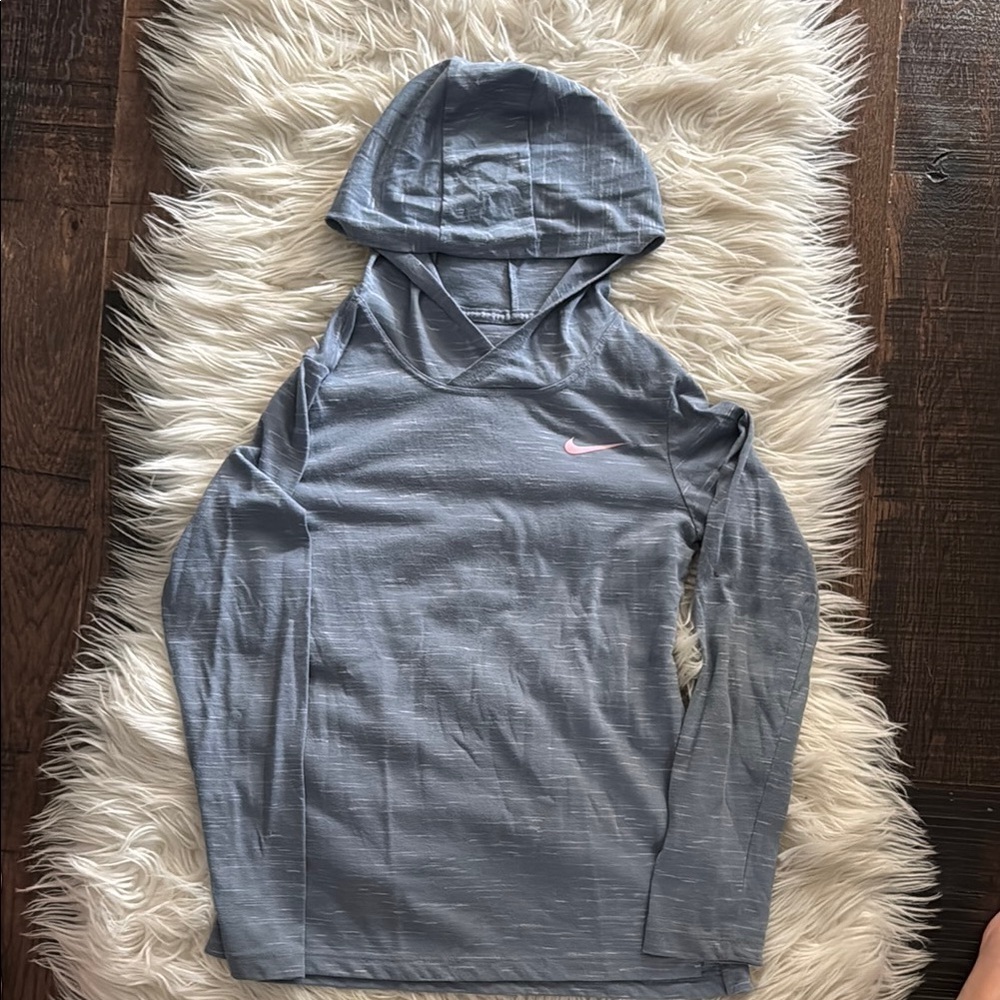Nike Sky Blue Hoodie with Pink Swoosh